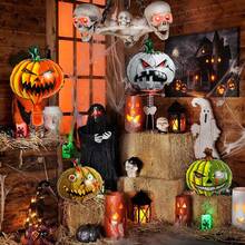 4pcs Pumpkin Mini Balloons Halloween Decoration, Pumpkin Foil Balloons With Multiple Expression Designs, Yard Porch Decor, Party Photo Prop - Multicolor - View 8