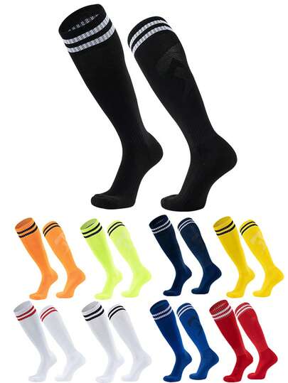 1 Pair Children's Thick Terry Sole Soccer Socks, Anti-Slip Long Tube Professional Sports Socks, Suitable For 7-12 Years Old Child, First Day Of School