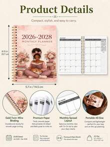 Trees 2026–2028 24個月月計畫表，1/2年週計畫與月曆，含每月概覽與備註，適合生產力提升、行程管理與目標設定，返校辦公桌配件 - 彩色 - 查看 6