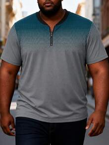 Men's Plus Size T-Shirt Summer Gradient Print Machine Washable Casual Plus Size Top Men's Short Sleeve Polo Shirt - Multicolor - View 6