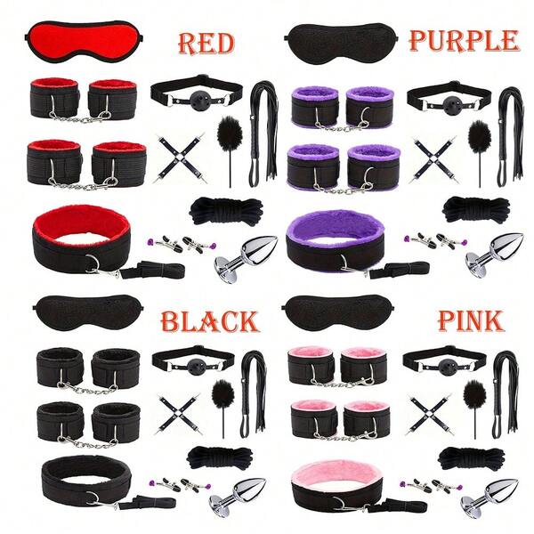 Set BDSM de nailon, juguetes eróticos de bondage de felpa para adultos, set para mujer, esposas, juegos eróticos exóticos, látigo, pinzas para pezones, suministros SM para adultos, juguetes sexys, tienda 18+