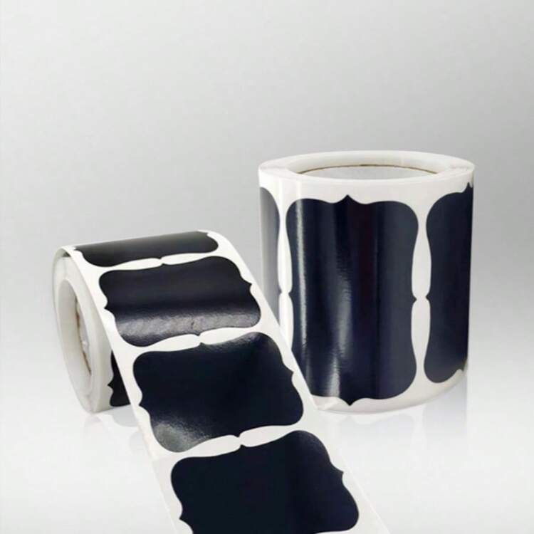 1/3 Rollo (120 etiquetas por rollo) Etiquetas reutilizables de pizarra negra a prueba de agua para frascos, etiquetas onduladas adecuadas para la organización de la cocina y la despensa, excelentes para contenedores, frascos, especias y almacenamiento de alimentos - Multicolor - Añade 18