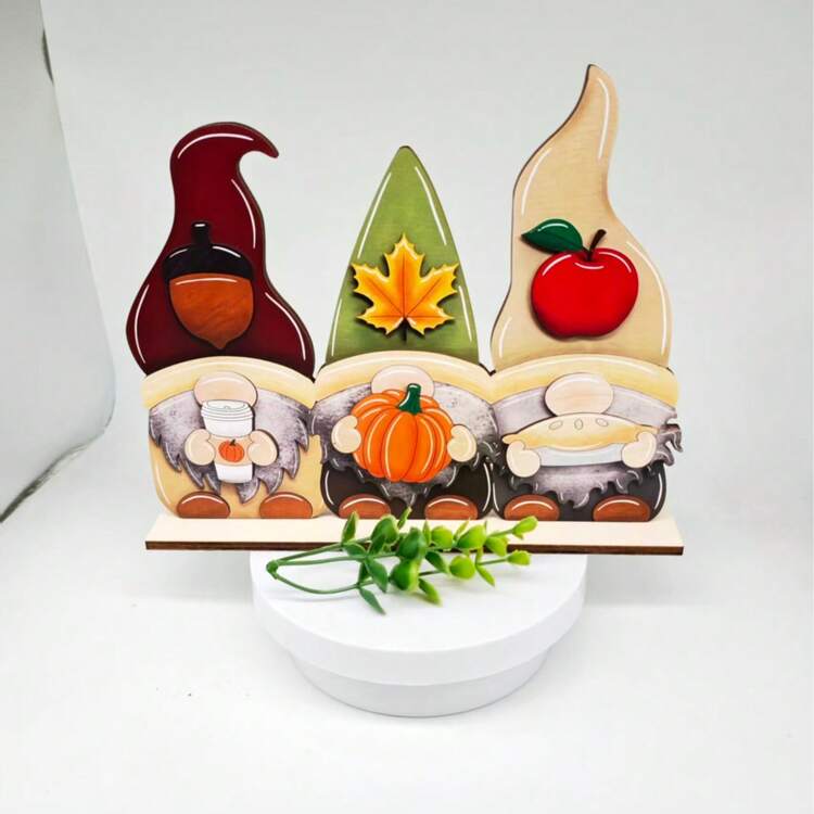 1件 2D平面印刷鄉村風秋季木製桌面裝飾品－收穫標誌，附南瓜、火雞、小麥與秋葉，適合農舍風感恩節、廚房或派對裝飾，秋季桌面裝飾 | 鄉村農舍風 | 裝飾擺件 - A - 查看 6