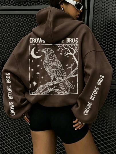 Sudadera con estampado de letra de luna para observación de aves, sudadera de manga larga con bolsillo casual para mujer talla grande, adecuada para atuendos de invierno, vacaciones, playa, Halloween, Acción de Gracias, Navidad, Año Nuevo. Adecuada para uso diario, salidas, vacaciones, playa, fiestas, cumpleaños, playa, bailes, escuela, graduación, lujo, vacaciones, desplazamientos, fitness, bodas, Año Nuevo, moda, blusas de invierno, atuendos de otoño para mujer, vacaciones para mujer