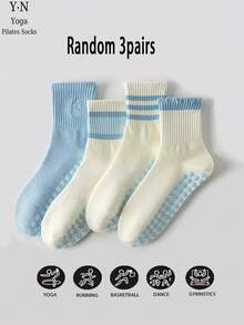 1/3 Pairs Women's Pilates Non-Slip Socks, Yoga Non-Slip Socks, Cute Ballet Non-Slip Sports Mid-Calf Socks, Sticky Socks, Suitable For Gym And Hospital - Multicolor - View 16