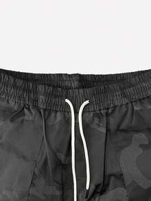 Hidkat Men's Camouflage Cargo Pants, Multi-Pocket Loose Fit Straight Leg Outdoor Hiking Casual Long Pants - Black - View 3