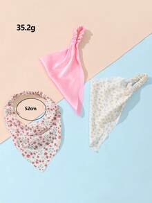 3pcs/Set Bando Segitiga Motif Bunga & Polos dengan Pengait Belakang Elastis, Gaya Pastoral Mori, Aksesori Rambut untuk Suasana Fotografi - MultiWarna - View 5