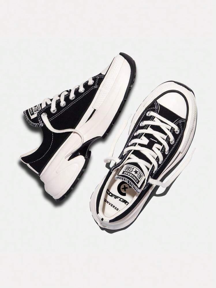 Converse Run Star Crush 秋季新款鯊魚厚底運動鞋 中性款 A18465C - 黑與白 - 查看 6