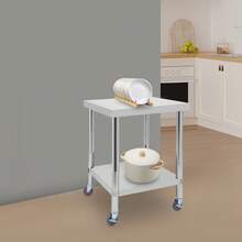 Eatssode Edelstahltisch mit Rollen, 60x60x85cm Küche Arbeitstisch, Gastro Küche Tisch  Gastro Zerlegetisch Bis 300kg, Zubereitungstisch Für Küchen, Hotels, Bäckereien - Silber - Übersicht 1