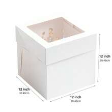 1/3/5件裝透明窗蛋糕盒，3種尺寸：8"/10"/12"，可重複使用烘焙外帶容器，白色大號紙板盒 - 彩色 - 查看 13