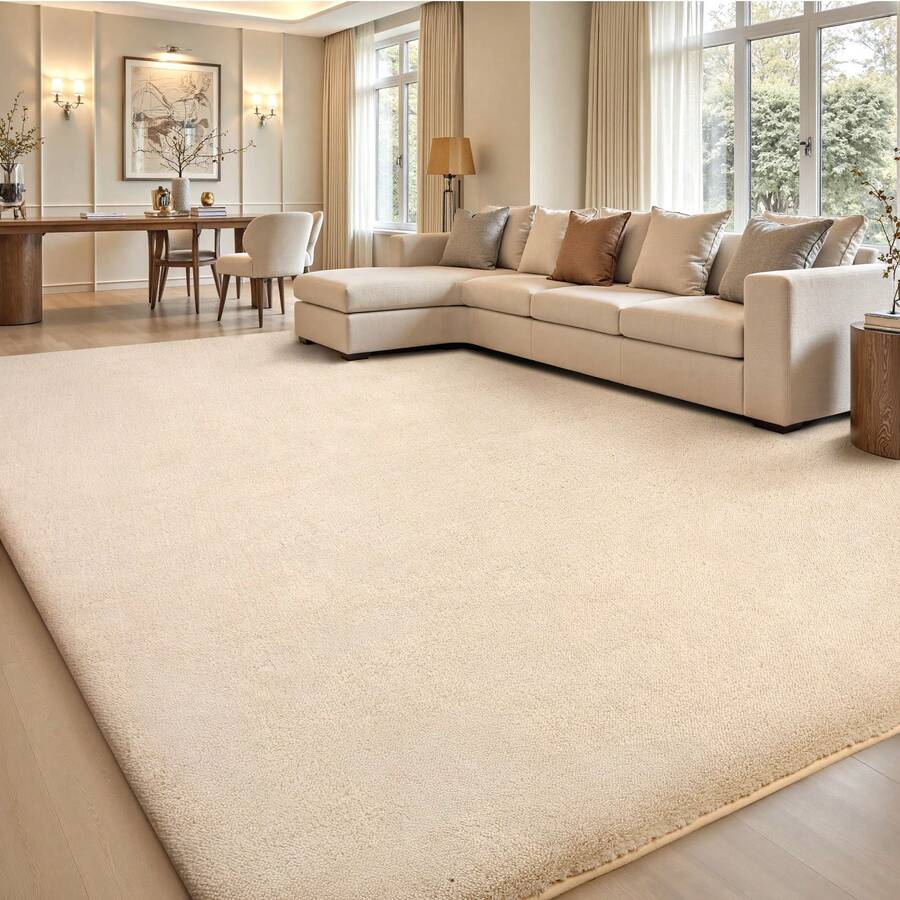 EDIMENS Rugs Living Room Large 160x230, Grey Rug For Bedroom Washable Area Rugs Anti Slip Fluffy Rug Shaggy Cream Carpets Extra Large Rugs For Living Room, Home Decor