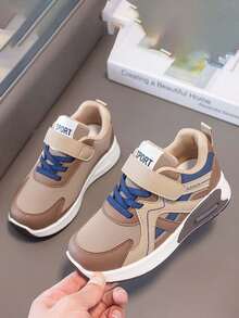 1 Pair Soft Sole Non-Slip Fashion Versatile Outdoor Casual Sports Shoes With Hook And Loop For Boys And Girls, Suitable For Spring And Autumn - Brown - View 6