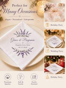 Customized Wedding Handkerchief, Valentine's Day Gift, Personalized Letter Handkerchief, Suitable For Wedding Decoration, Personalized Customization - Multicolor - View 4