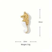1/6pcs Ocean Shell Pendant, Gold Tone Conch Starfish Horseshoe Pendant, Pearl Effect DIY Jewelry Accessories, Suitable For Necklace Bracelet Making - Yellow Gold - View 11
