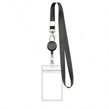 1 Pc Of PVC Certificate Vertical Card Sleeve, Work Tag Protective Cover, Black Hanging Rope, Extendable - Vertical Clip + Hanging Rope + Telescopic Buckle - View 10