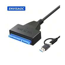 SATA To USB 3.0 USB-C Adapter Cable, Max Transfer Speed Up To 6 Gbps, Compatible With 2.5 Inch External HDD/SSD, SATA 3 22PIN USB 2.0 To SATA III Cable, SATA To USB - Black - View 1