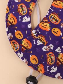 Topi Matahari Poliester Bergaya Halloween dengan Motif Hantu dan ; Dirancang dengan Lubang Telinga dan Tali Pengikat yang Dapat Diatur. Cocok untuk Anjing Kecil hingga Sedang, Anak Anjing, dan Kucing; Cocok untuk Digunakan di Luar Ruangan Sepanjang Musim. - Purple - View 8
