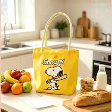 1pc Snoopy Printed Yellow Canvas Tote Bag, Large Capacity, Suitable For Travel, Shopping And Daily Use, Great Gift For Birthday, Valentine's Day, School And Graduation - Multicolor - View 8