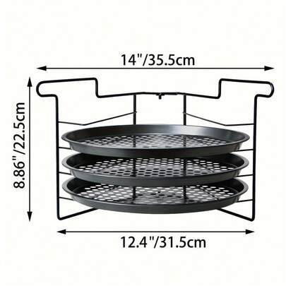 Perforated Non-Stick Pizza Baking Set – 4-Piece Kit With 11-Inch Pans & Cooling Rack For Even Baking And Quick Cooling