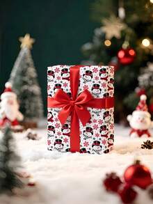 1 Roll Of Christmas Gift Wrapping Paper, Snowman-Themed Design;Perfect For Christmas Gift Wrapping,Holiday Party Decor,Home Festive Decoration,DIY Craft,Festive Favour Wrapping Dimensions: 43 Cm X 300 Cm. - A - View 4