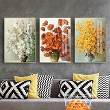 3pcs Unframed Abstract Floral Oil Painting Wall Art, Wallpaper, Canvas Painting For Living Room Porch Home Decoration - Cartoon - View 3