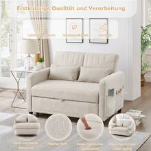 [Sofa Bed With Sleeping Function] Two-Seater Fold-Out Sofa, Extendable Design, Simple And Modern, Contemporary Style, Three-Position Adjustable Backrest, Breathable Cotton-Linen Fabric - 米色 - 查看 7