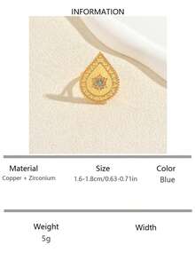 1pc Vintage Inlaid Synthetic Zirconia Teardrop Ring, Suitable For Men And Women To Wear At Banquets, Weddings And Festivals - Ring - View 14
