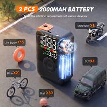 Carsun Cordless Air Pump For Motorcycle Tire Inflator With Rechargeable Battery Portable Air Compressor 22mm Cylinder Digital Display Pump For Bike, Fast Charging, Air Compressor For Motorcycle Bicycles Basketball, Football, - Wireless Digital Display - View 4