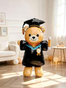 1pc 51-Inch Cute Graduation Bear Foil Balloon, Graduation Party Balloon - Ideal For School Events And Campus Decor, Birthday Photo Props, Birthday Party Anniversary Party Scenes, Room Decor, Indoor Decoration - Multicolor - View 1