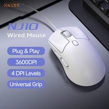 AJAZZ NJ10 Wired Mouse, Symmetrical Design, 3D Scroll Wheel, 6-Level Adjustable DPI 3600, Office Mouse/Gaming Mouse - View 12