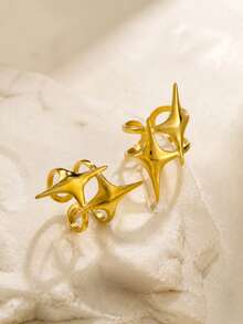 1pc Fashionable Stainless Steel Ring For Women With Enamel Craft Geometric Design, Suitable For Daily Wear - Yellow Gold - View 9