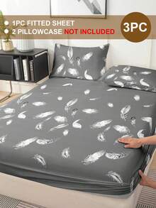 2/3pcs Feather Print Fitted Sheet Set, Brushed Microfiber, Soft, Breathable And Comfortable, Machine Washable, Cottage, Fresh And INS-Inspired Bedding For Twin, Full, Queen And King Beds, Ideal For Home, Dorm, Guest Room, Vacation Rental Or Gift - Multicolor - View 2