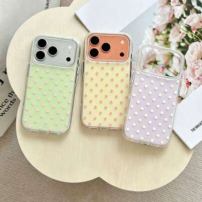 Minimalist Fresh Colorful Polka Dot Phone Case, Large Hole IMD Shockproof Protective Cover Compatible With Apple 17/17Air/17Pro/17Promax, 16/16Plus/16Pro/16Promax, 15/15Plus/15Pro/15Promax, 14/14Plus/14Pro/14Promax, 13/13Pro/13Promax, 12/12Pro/12Promax, 11/11Pro Max, Dustproof, High Value, Popular