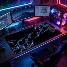 1pc Extra Large Extended Black Base Ice Blue Thorn Pattern Mouse Pad, With Non-Slip Rubber Bottom And Stitched Soft Cloth Material Keyboard Pad. Cold Dark Thorn Aesthetic With Non-Slip Rubber Bottom And Stitched Soft Cloth Material Keyboard Pad, Suitable For Gaming, Home Office And Study Scenes. - View 10