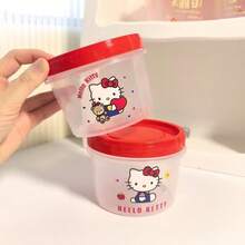 SANRIO Cute KT Cartoon Print 500ml PP5 Storage Jar With Red Screw Lid, Airtight Leakproof Fresh-Keeping Food Container, Reusable Box For Fruit Snack Meal Prep Kitchen Office, Ideal Gift For Cartoon Fans(Sticker DIY) - Multicolor - View 5