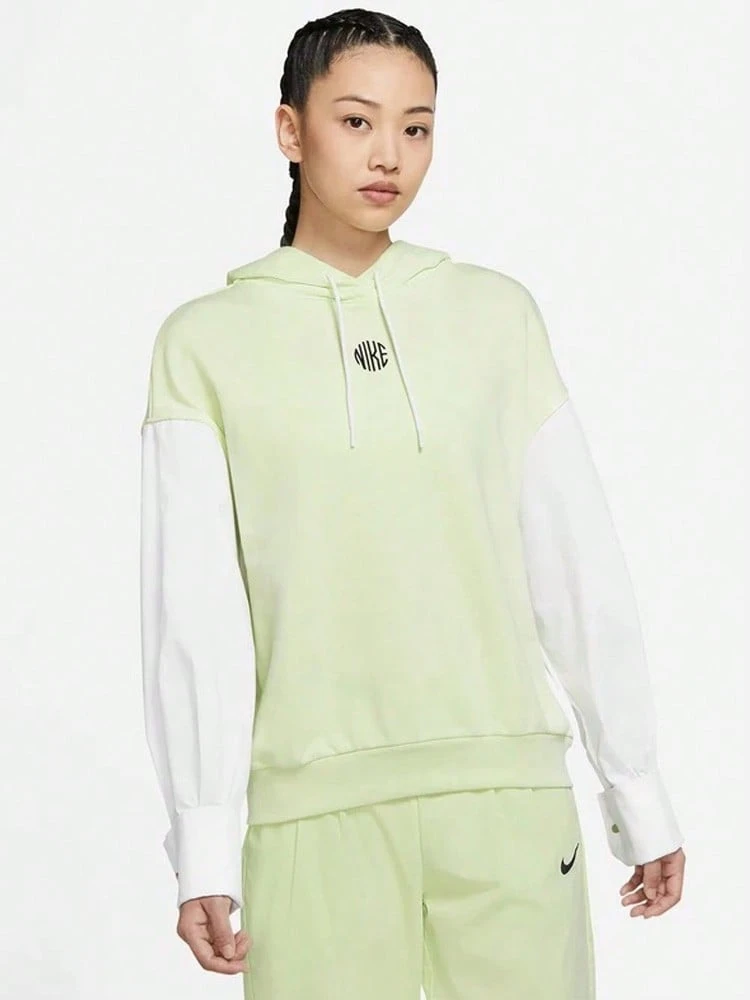 Nike Sportswear Icon Clash Embroidered Logo Colorblock Pullover Sweatshirt American Retro Sweatshirt Women's Ice Green Yellow - Ice Yellow Green - View 1