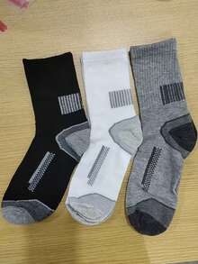 5/10/20 Pairs Random Style Men's Comfortable Colorblock Mid-Calf Socks, Breathable Sports Socks With Anti-Slip Silicone, Suitable For Spring And Autumn - Multicolor - View 6