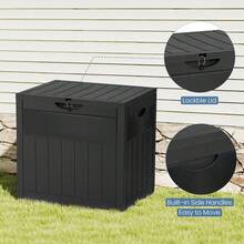 126L Outdoor Storage Box For Balcony & Small Garden –  Material, Fade-Resistant & All-Weather Design | Secure Lock Included | Compact 55.5*43*53cm Size | Black Finish | Comes With 1 Pair Of Protective Gloves - Black - View 6