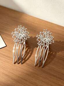 1/2/5 piezas Peine lateral de diente de león dorado, accesorio para el cabello de novia para boda, peinado de dama de honor, fiesta & vacaciones - Multicolor - Ver 17