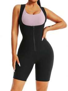 1pc Women's Sauna Suit, Waist Training Body Shaper, 3-In-1 Women's Sauna Suit Tummy Control Body Shaper Sports Fall - Silver - View 9