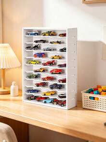 1pc Wall-Mounted Model Car Storage Organizer Box, Desktop Toy Car Garage (White), Suitable For Newborn Essentials And Children's Room - Multicolor - View 2