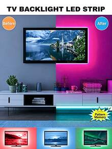 1 捲 50FT LED RGB 燈條,柔性 LED 燈條,RGB 多彩可調光,3 按鈕數據線控制,多種照明模式,亮度可調,USB 供電,自黏背膠,彩色電視背景裝飾燈,適用於房間和臥室裝飾,節日派對 - 彩色 - 查看 4