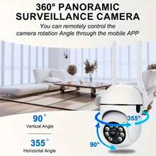 Home Wireless WiFi Security Camera 360° Panoramic View Remote Phone Control High Definition Night Vision Smart Monitoring Camera 2.4G Two-Way Audio Intercom Indoor Home Security Camera Motion Detection Alarm High Definition Night Vision Camera - White - View 5
