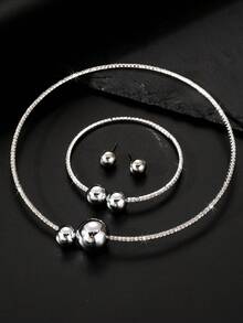 NAIZHU 4pcs/Set Fashionable Luxury Creative Rhinestone Metallic Jewelry Set, Exquisite Party & Holiday Accessories For Girls - Multicolor - View 1