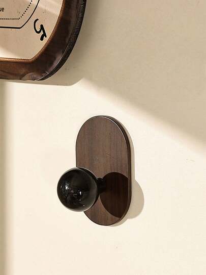 Heavy Duty Self-Adhesive Wall Hooks, 1/3/4 Pack Optional, No Drill Walnut Wood Acrylic Round Head Hooks, Strong Adhesive Coat Hat Towel Bag Rack, Suitable For Bathroom Kitchen Entryway Bedroom