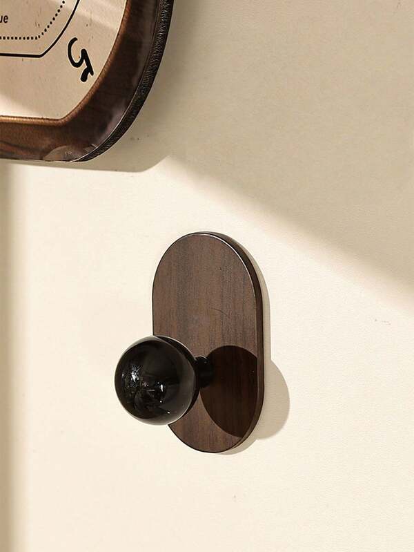 Heavy Duty Self-Adhesive Wall Hooks, 1/3/4 Pack Optional, No Drill Walnut Wood Acrylic Round Head Hooks, Strong Adhesive Coat Hat Towel Bag Rack, Suitable For Bathroom Kitchen Entryway Bedroom