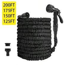 200FT/175FT/150FT/125FT Expandable Garden Hose, Durable Waterproof Hose With Triple Expansion Function, Magic Garden Hose Equipped With Spray Gun And 7-Way Adjustable Nozzle - Black - View 2