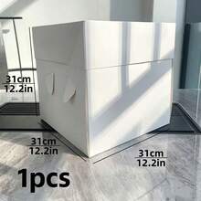 1‑Pack / 2‑Pack Square Fold‑Able Paper Boxes, Clear Window Empty Gift Storage Containers, Blank Cardboard Party Favor Boxes For Baby Shower, Holiday Celebration, Small Ornament And Hand‑Made Gifts - View 7