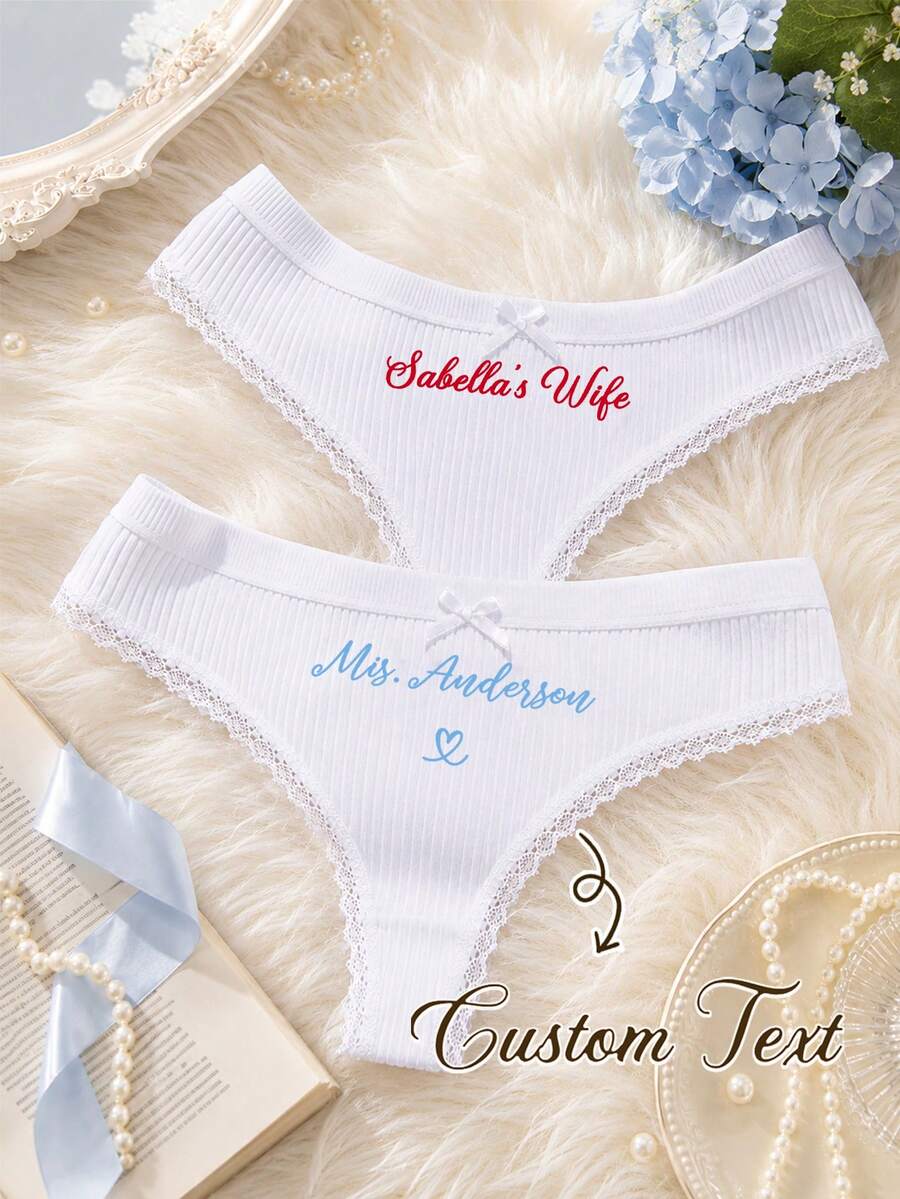 CustomThong Personalized Bridal Panties, Customized Bridal Gift, Wedding Lingerie, Bachelorette Party Women's Gift - Multicolor - View 1
