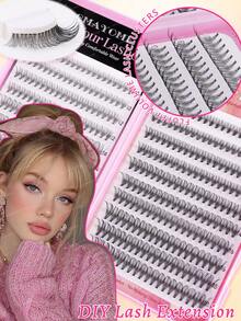 340/380/400pcs Mixed High-Density Eyelashes, DIY Natural Slim Eyelash Clusters, Easy To Wear, Reusable Single Eyelashes, Beautiful Eyelashes, Enlarged Eyes, Including Glue, Tweezers, Brushes, Suitable For Beginners, Back To School Season Eyelashes - Multicolor - View 9